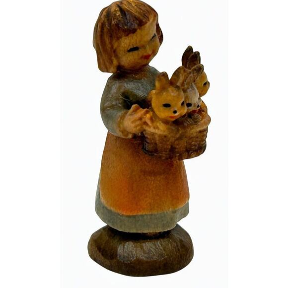 Anri Italy Ferrandiz Basket of Joy 1” With Dome Bunnies Rustic Holiday Gift - Picture 8 of 16